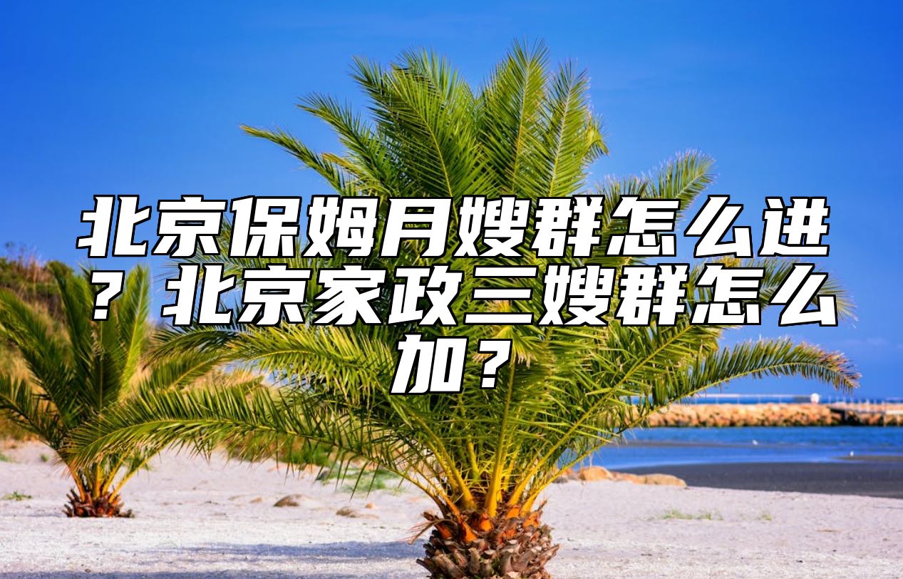 北京保姆月嫂群怎么进？北京家政三嫂群怎么加？ 