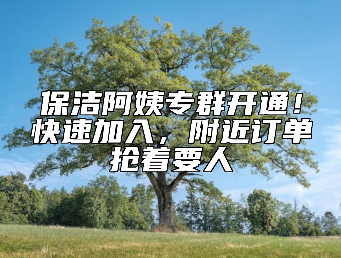 保洁阿姨专群开通！快速加入，附近订单抢着要人