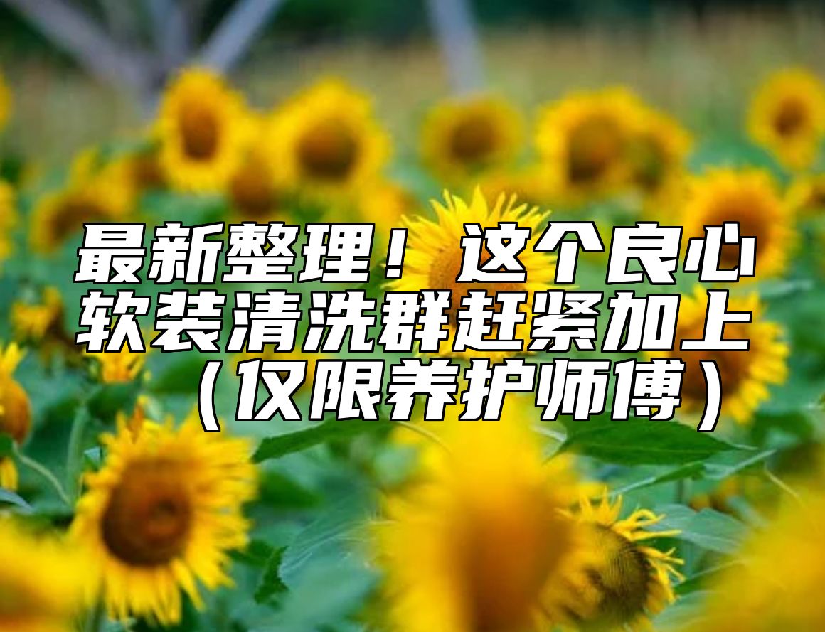最新整理！这个良心软装清洗群赶紧加上（仅限养护师傅）