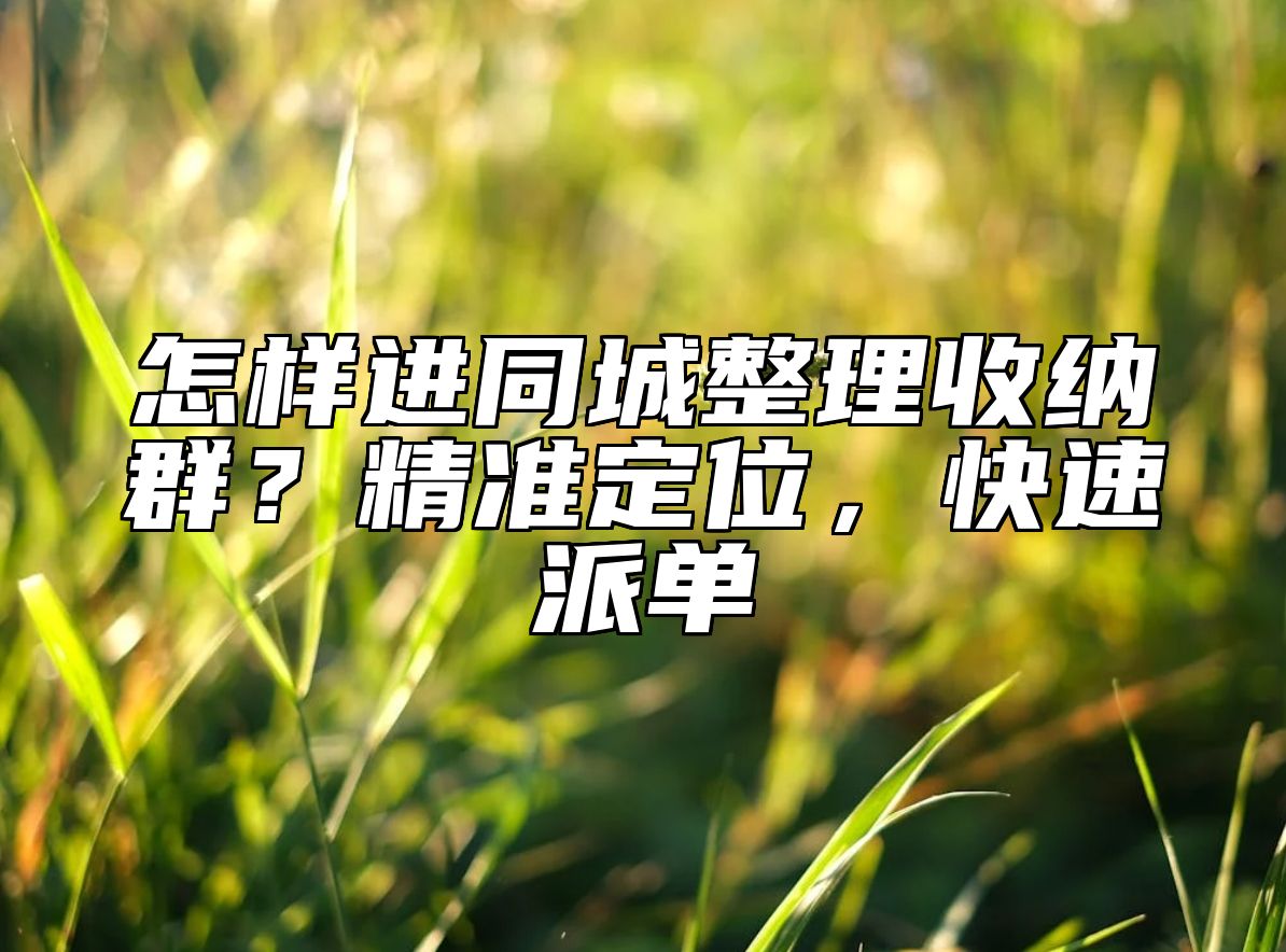 怎样进同城整理收纳群?精准定位,快速派单