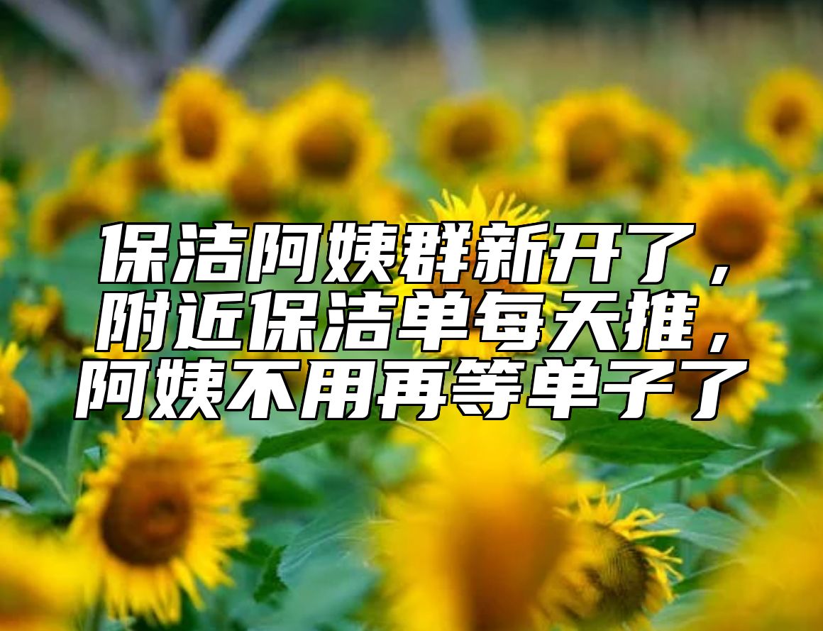 保洁阿姨群新开了,附近保洁单每天推,阿姨不用再等单子了